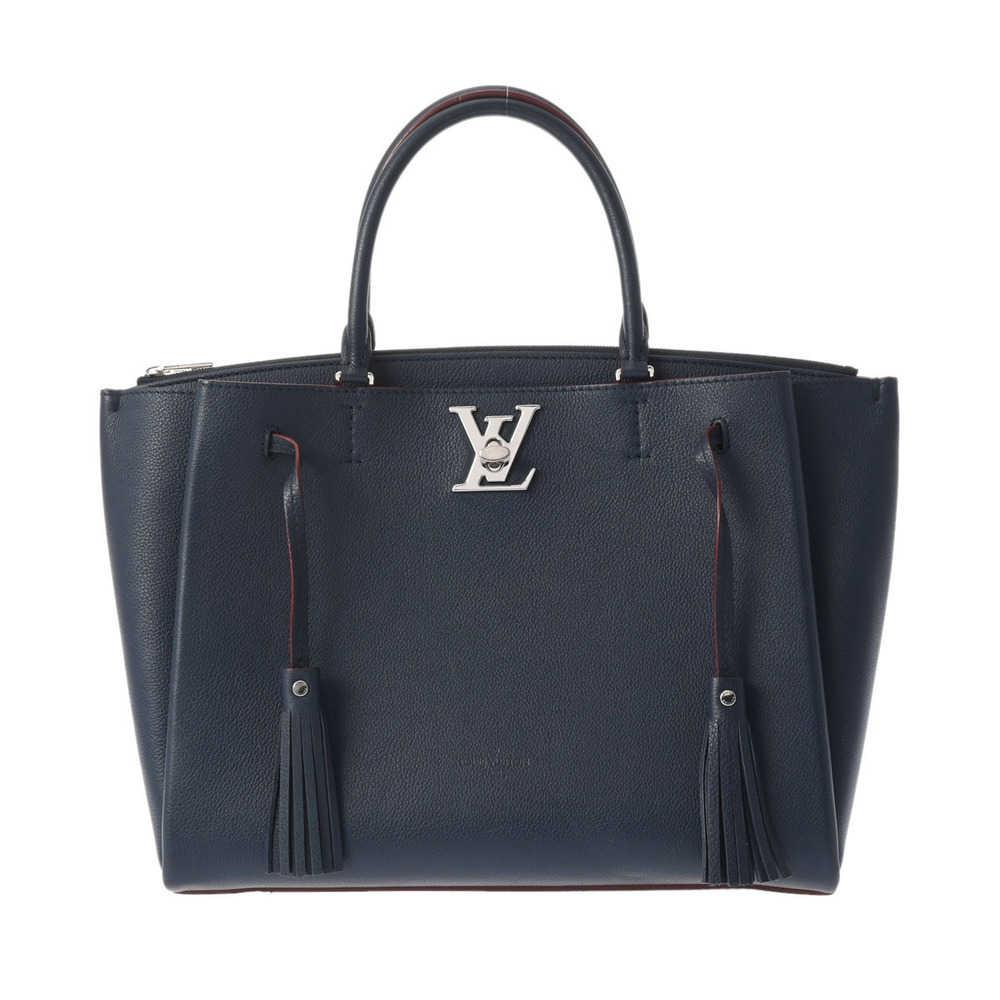 Louis Vuitton LockMe Marine Blue Rouge Taurillon Leather Handbag